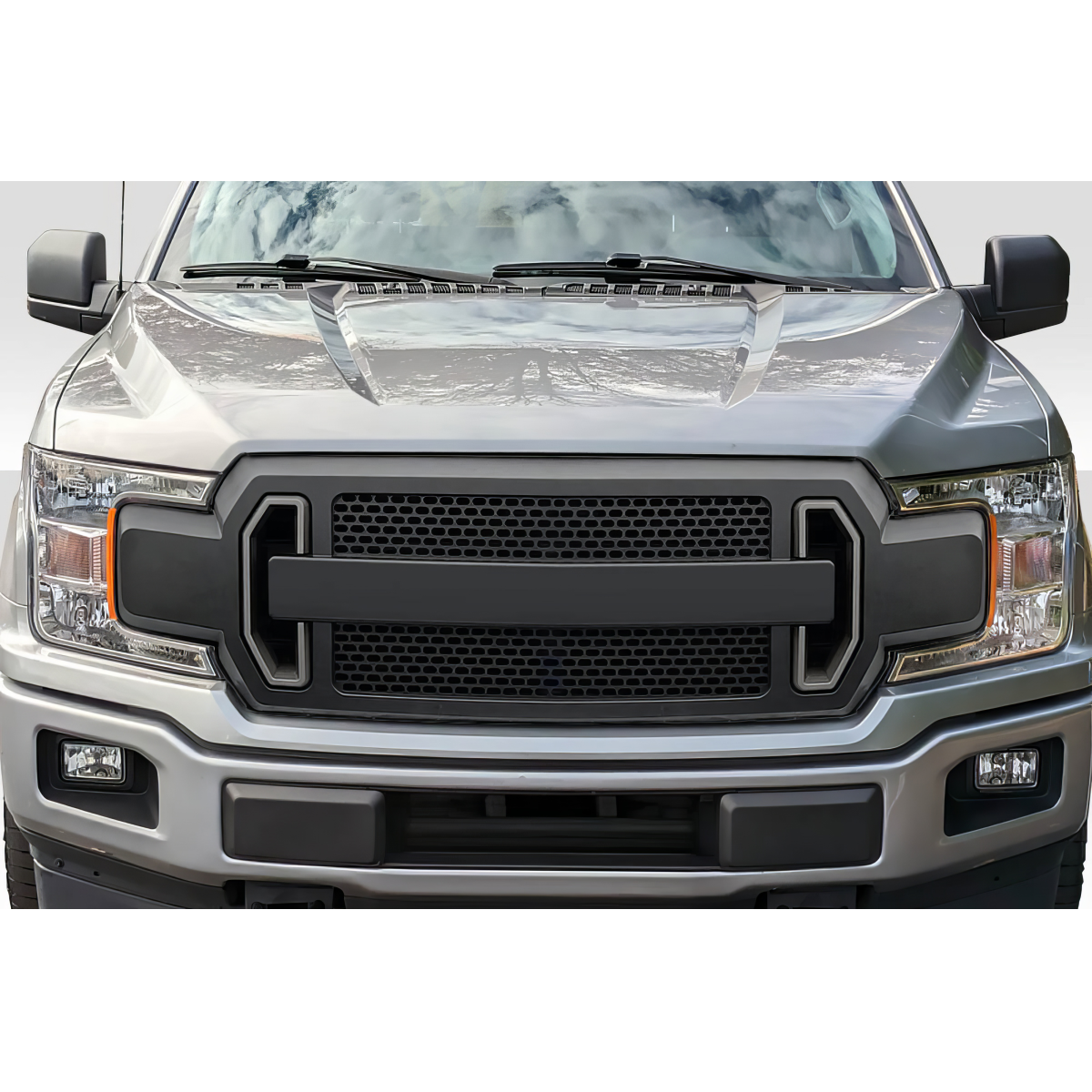 Modify your Ford F-150 2018 with our Exterior/Grilles - Front view of the grille at eye level angle