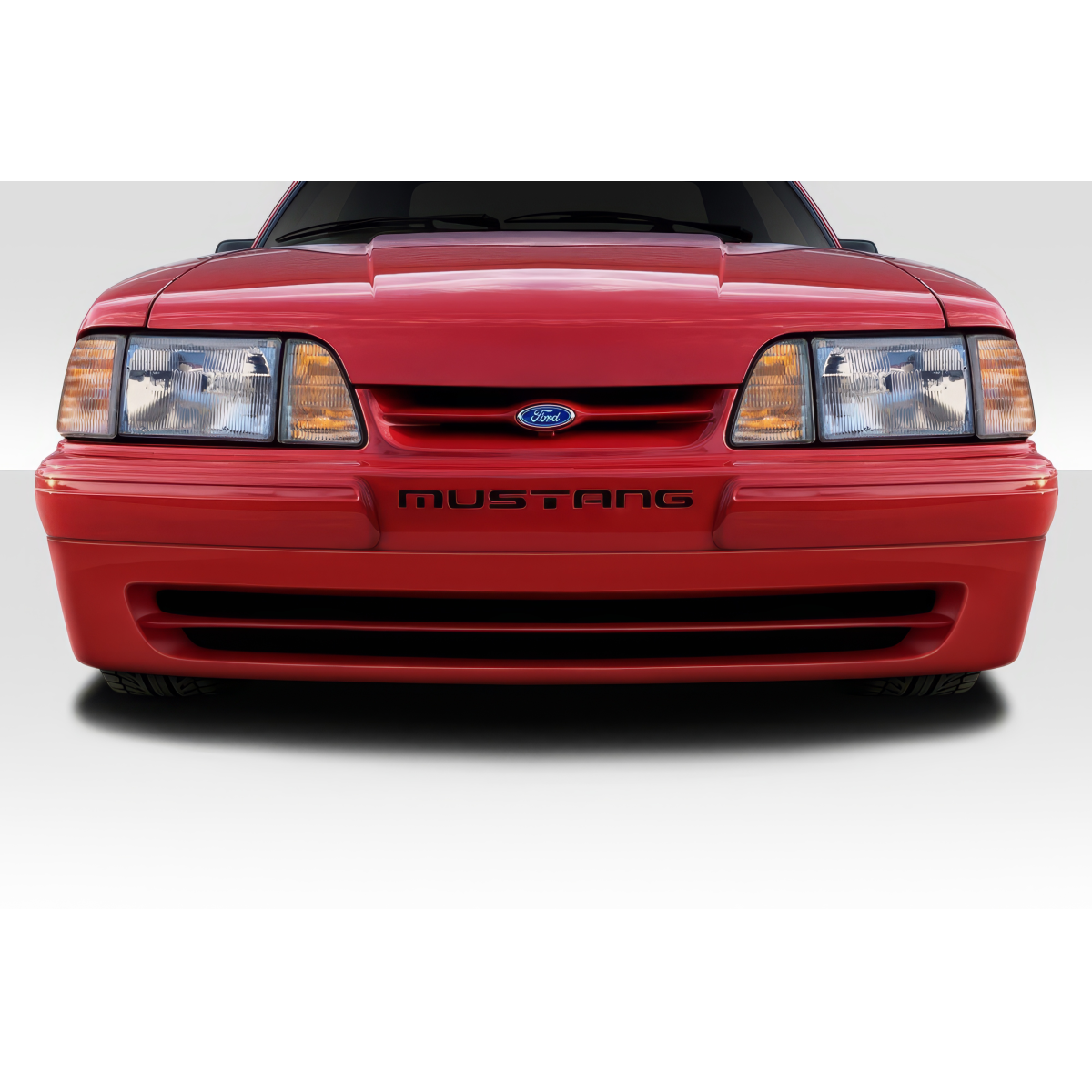 Modify your Ford Mustang 1979 with our Exterior/Front Bumpers - Front view of vehicle showing bumper design