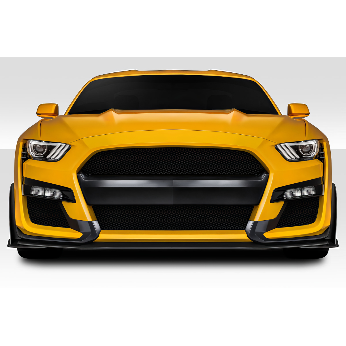 Modify your Ford Mustang 2015 with our Exterior/Front Bumpers or Lips - Front view of the vehicle at eye level angle