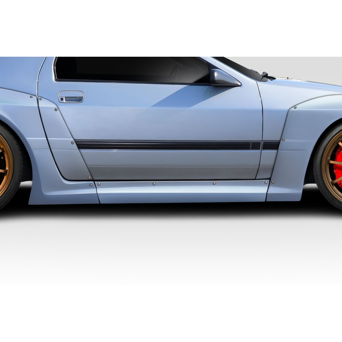 Modify your Mazda RX-7 1985 with our Exterior/Side Skirts - Side view angle of the Mazda RX7 side skirt