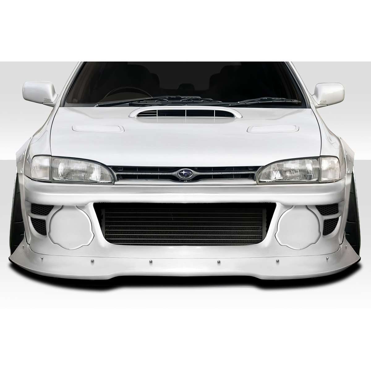 Modify your Subaru Impreza 1993 with our Exterior/Front Bumpers or Lips - Front view of the car with design details visible