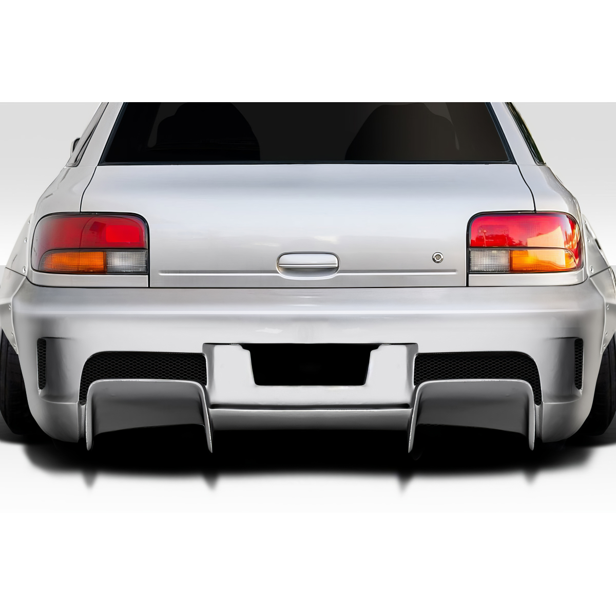 Modify your Subaru Impreza 1993 with our Exterior/Rear Bumpers or Lips - Straight rear view of a bumper and tail lights