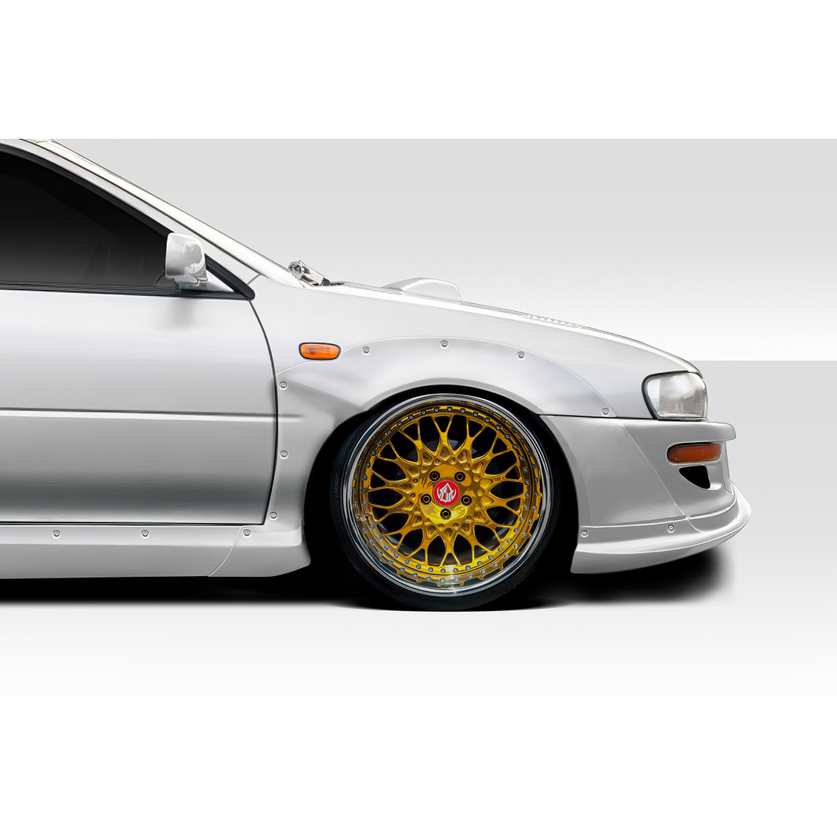 Modify your Subaru Impreza 1993 with our Exterior/Fenders - Side angle showing modified fender and wheel