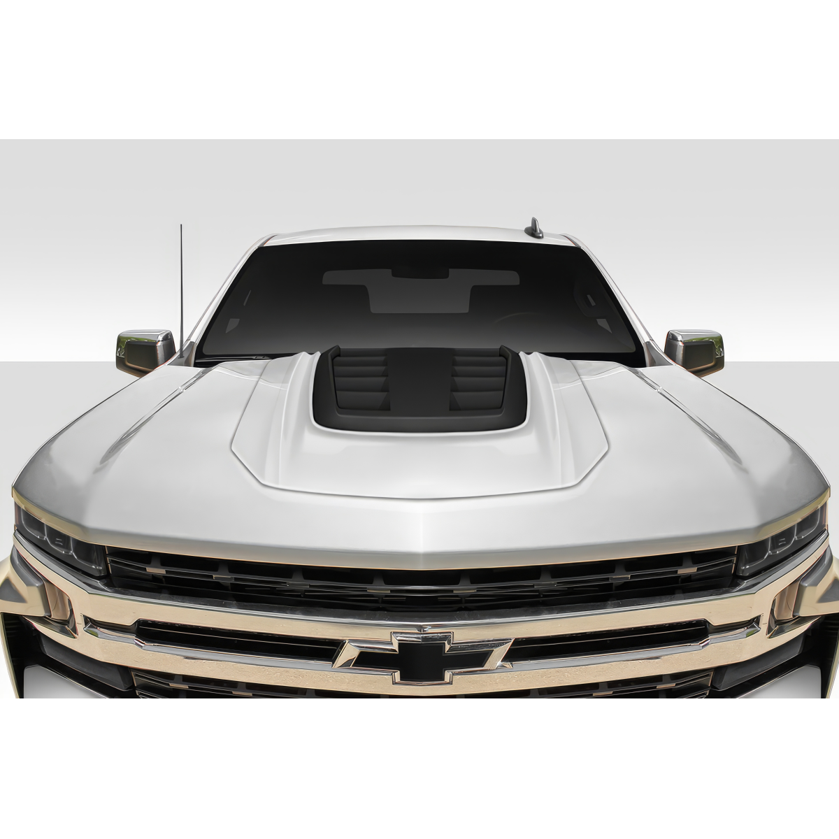Modify your Chevrolet Silverado 1500 2019 with our Exterior/Hoods - Front view of hood at a straight angle