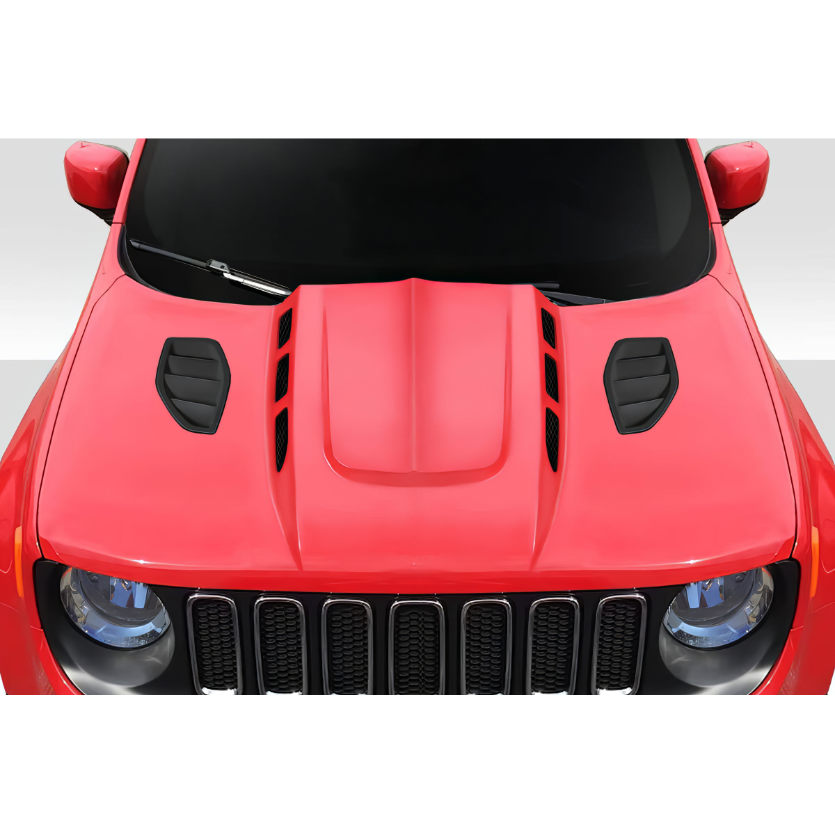 Modify your Jeep Renegade 2015 with our Exterior/Hoods - Top view of the hood at a straight angle