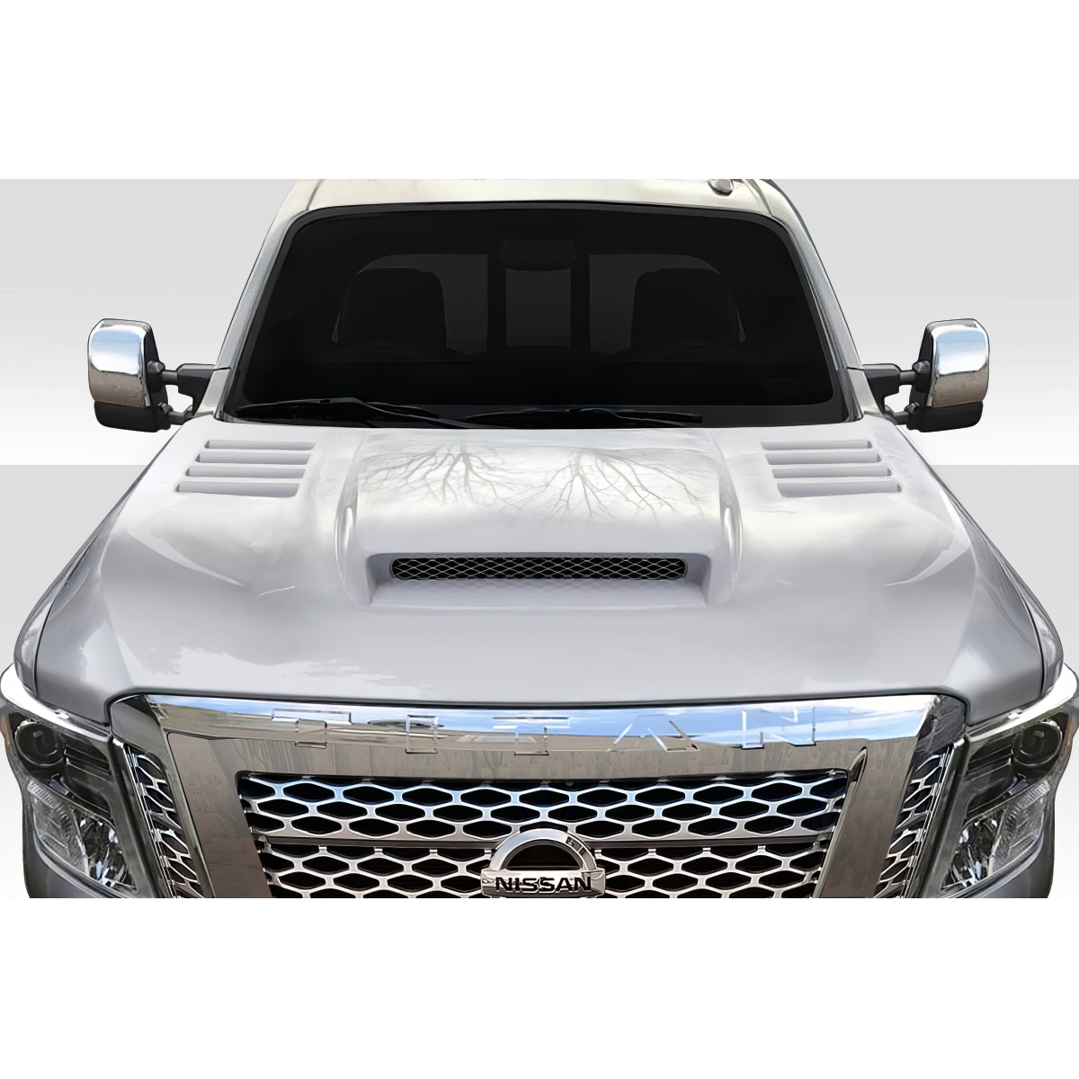 Modify your Nissan Titan 2016 with our Exterior/Hoods - Front view of vehicle hood slightly angled