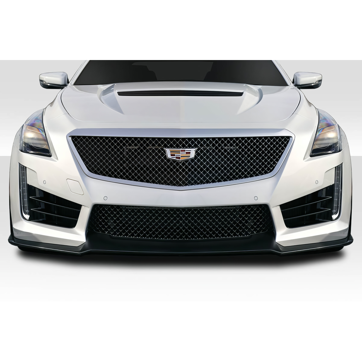 Modify your Cadillac CTS 2016 with our Exterior/Front Bumpers or Lips - Frontal view of a Cadillac CTS with lip spoiler