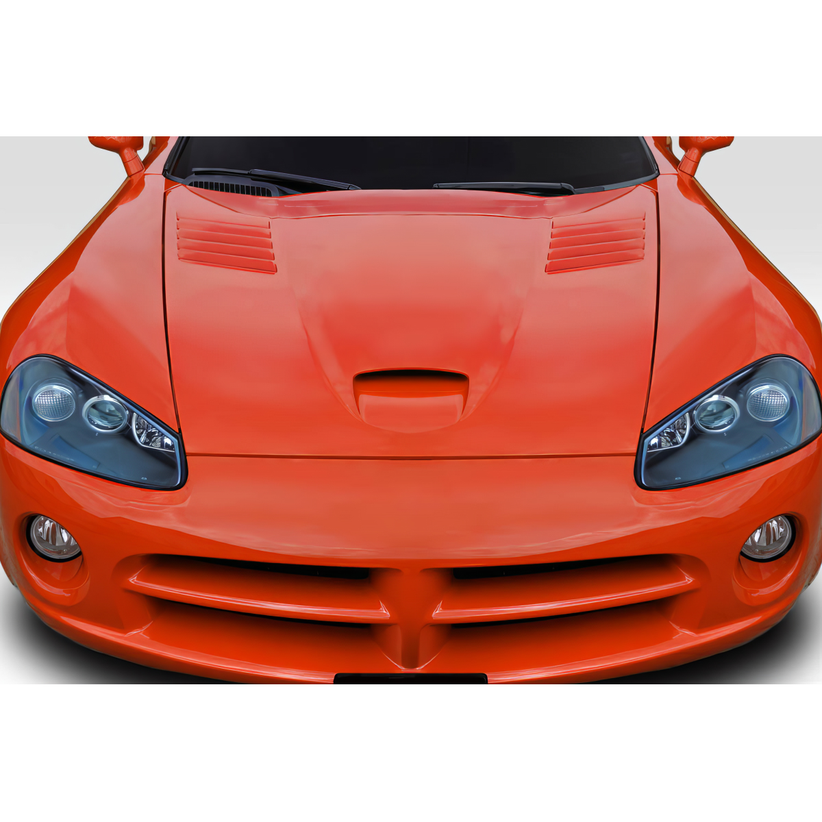 Modify your Dodge Viper 2003 with our Exterior/Hoods - Front view of the car hood at eye level