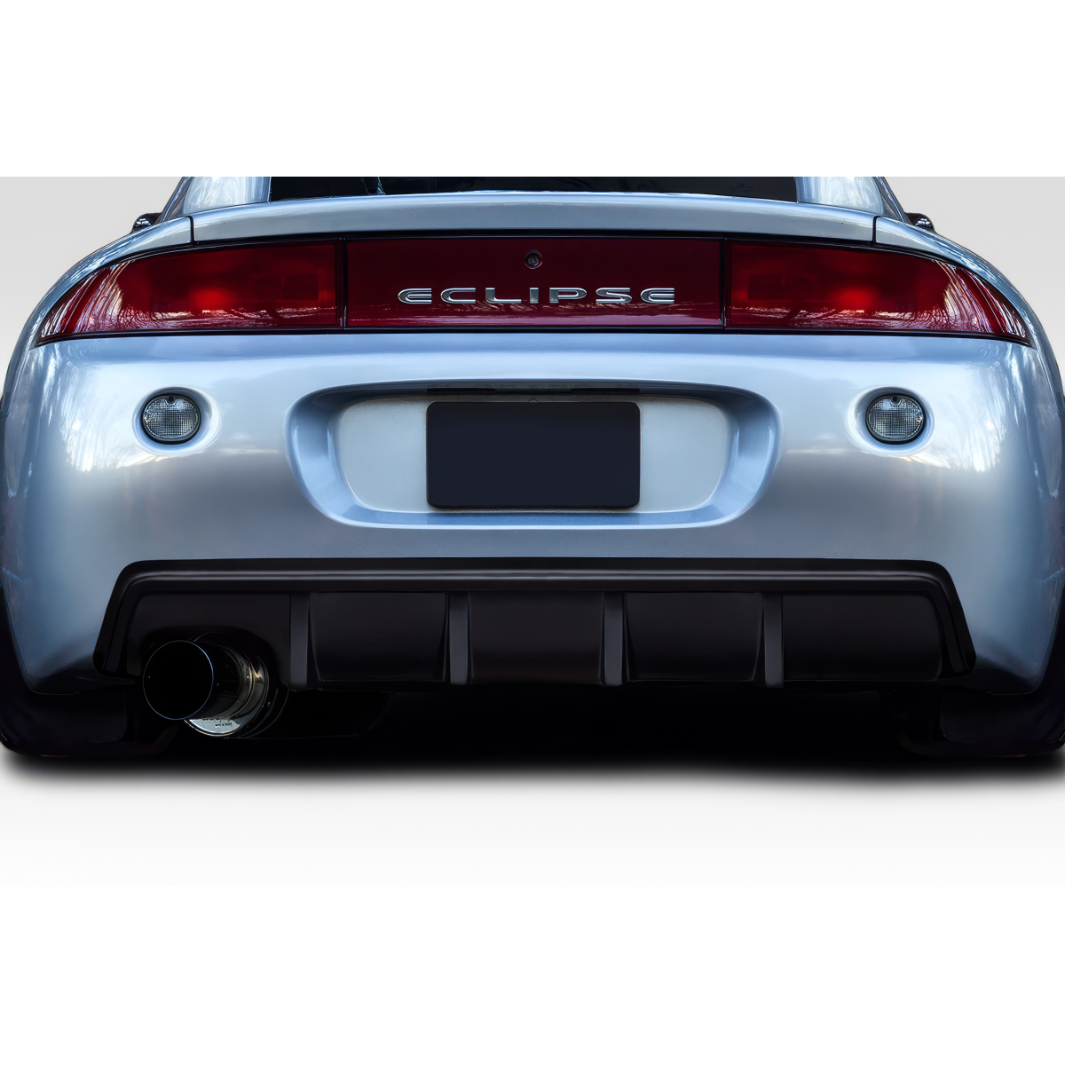 Modify your Mitsubishi Eclipse 1997 with our Exterior/Diffusers - Rear view angle of a silver Mitsubishi Eclipse