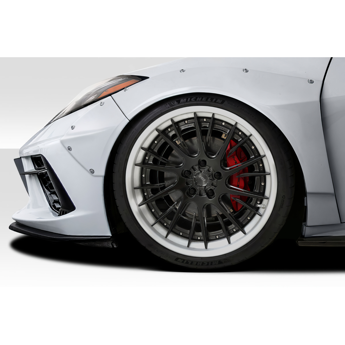 Modify your Chevrolet Corvette 2020 with our Exterior/Fenders - Image shows closeup of front fender at side angle