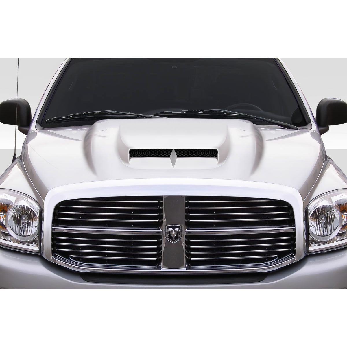 Modify your Dodge Ram 2002 with our Exterior/Hoods - Front view of hood at a slight angle