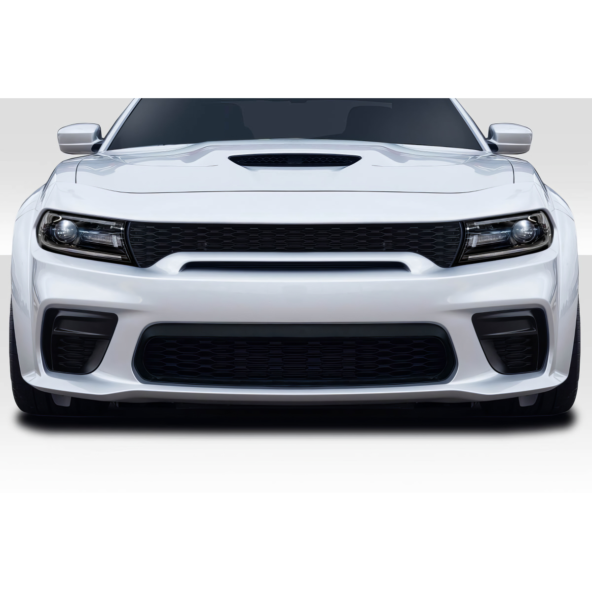 Modify your Dodge Charger 2015 with our Exterior/Front Bumpers or Lips - Front view of the vehicle at a straight angle