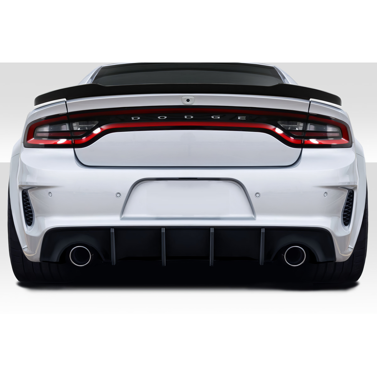 Modify your Dodge Charger 2015 with our Exterior/Rear Bumpers or Lips - Rear view angle of a Dodge Charger bumper