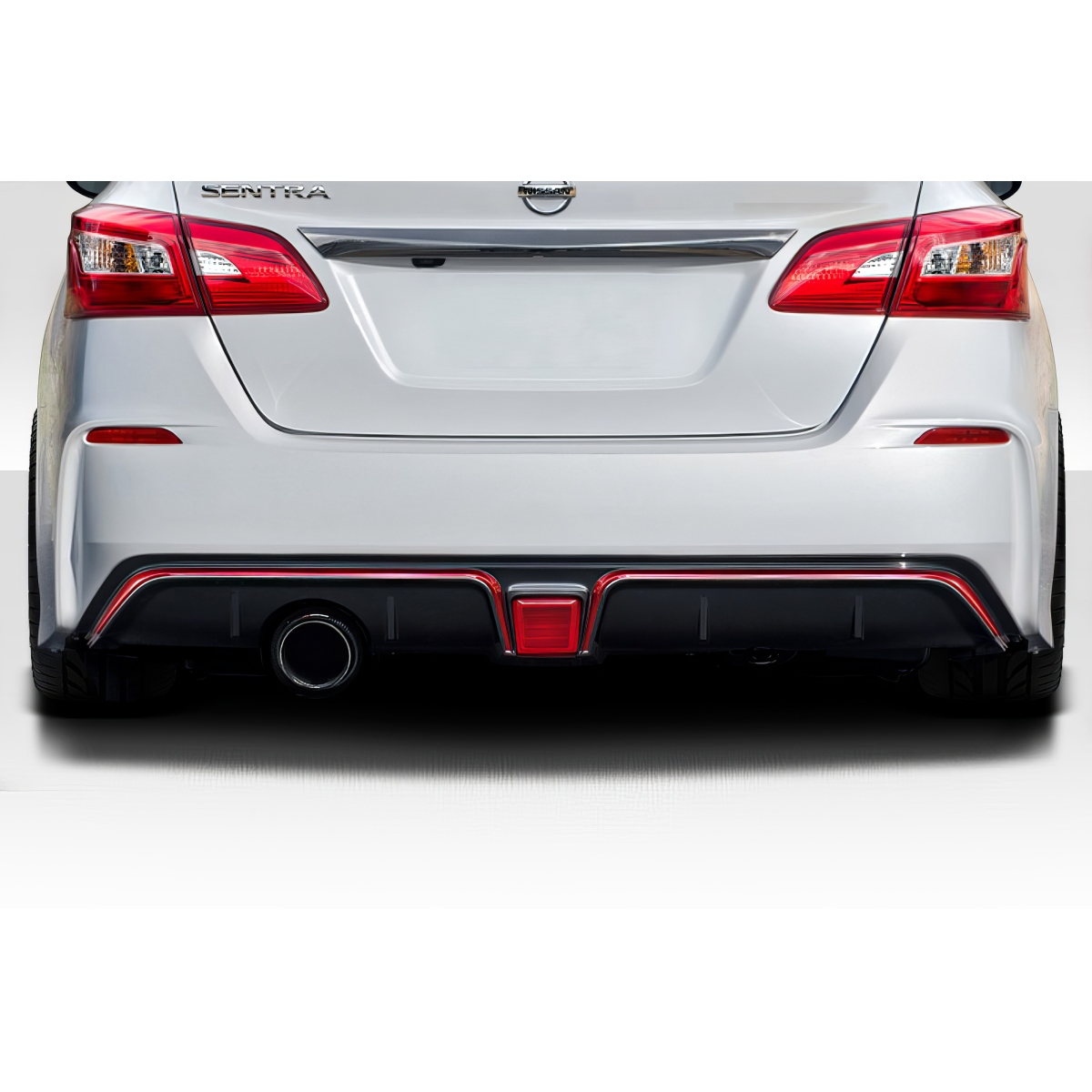 Modify your Nissan Sentra 2016 with our Exterior/Rear Bumpers or Lips - Rear view of rear bumper at a straight angle