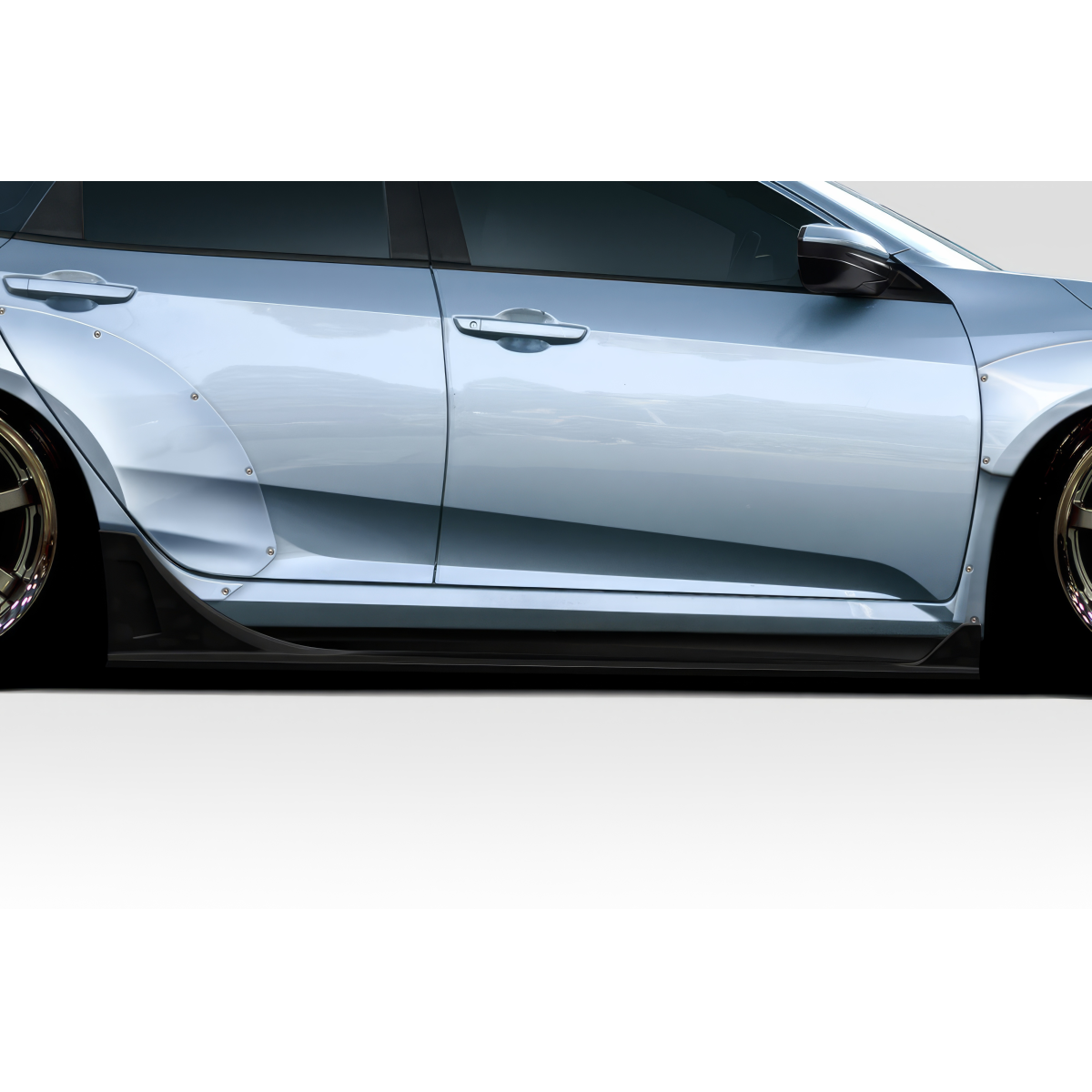 Modify your Honda Civic 2016 with our Exterior/Side Skirts - Side view of vehicle at a slight angle