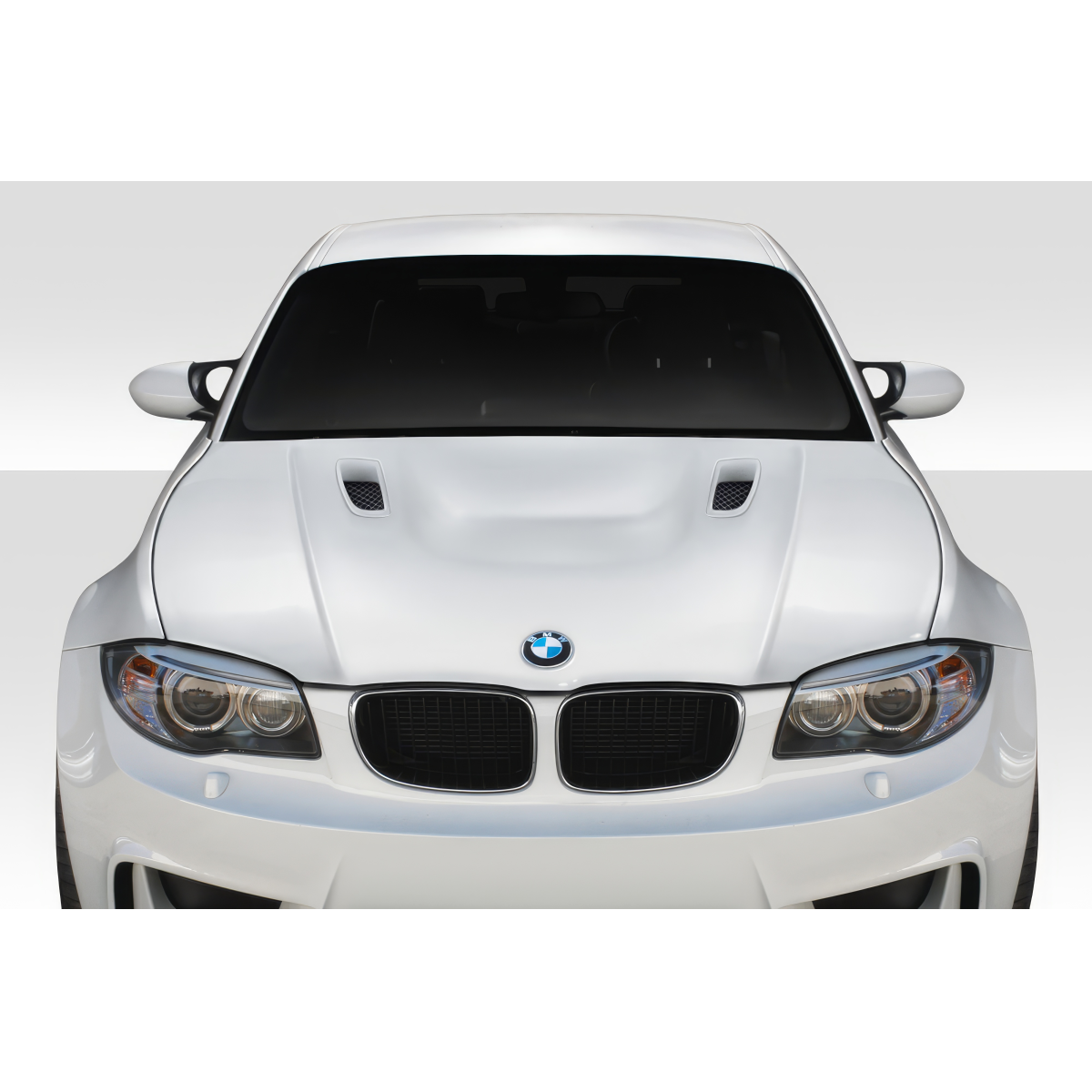 Modify your BMW 1-Series 2008 with our Exterior/Hoods - Front view of the hood at eye level angle