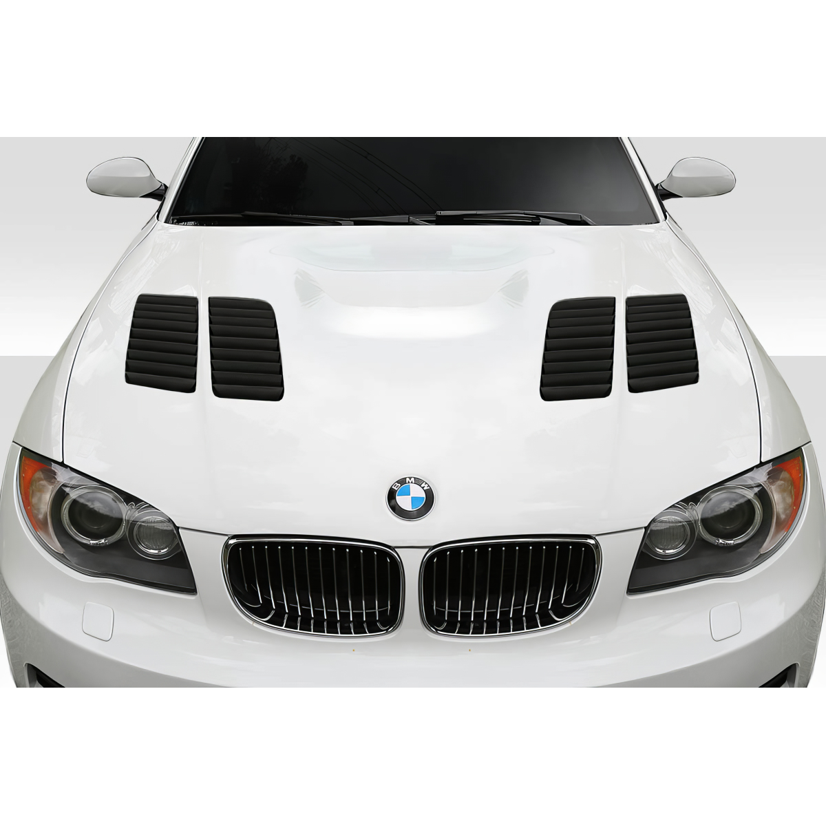 Modify your BMW 1-Series 2008 with our Exterior/Hoods - Front view from slightly above