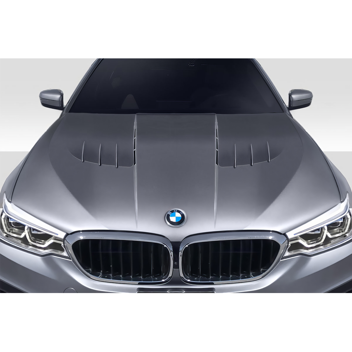 Modify your BMW 5-Series 2017 with our Exterior/Hoods - Front view of BMW 5 Series hood at eye level