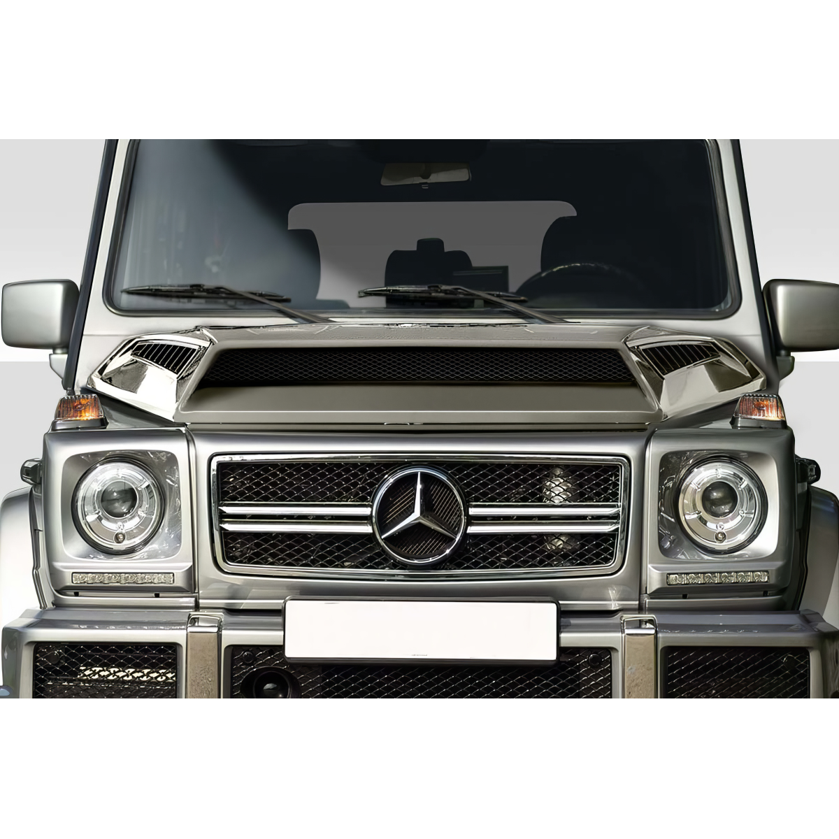 Modify your Mercedes-Benz G-Class 2000 with our Exterior/Hoods - Front angle view of Mercedes G Class hood