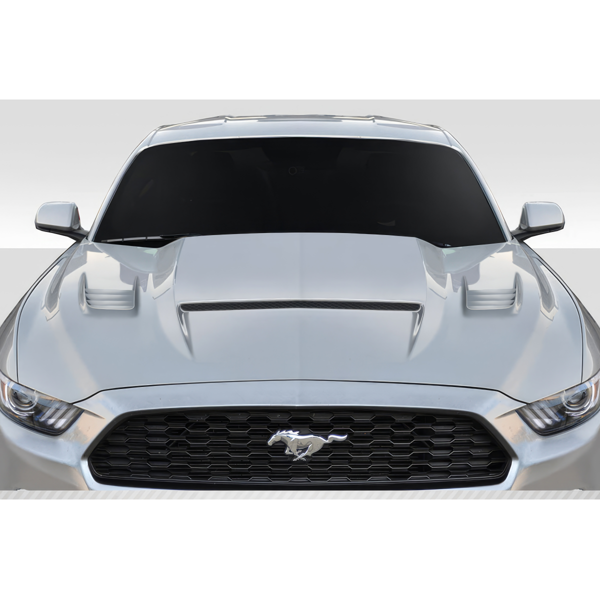 Modify your Ford Mustang 2015 with our Exterior/Hoods - Front view of the vehicle showing the hood