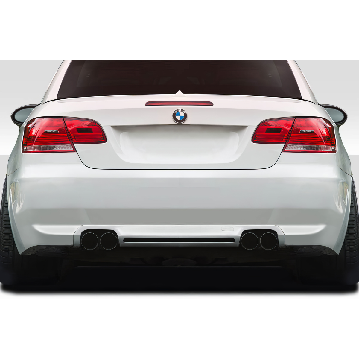 Modify your BMW 3-Series 2007 with our Exterior/Rear Bumpers or Lips - Rear view at eye level showing rear bumper design