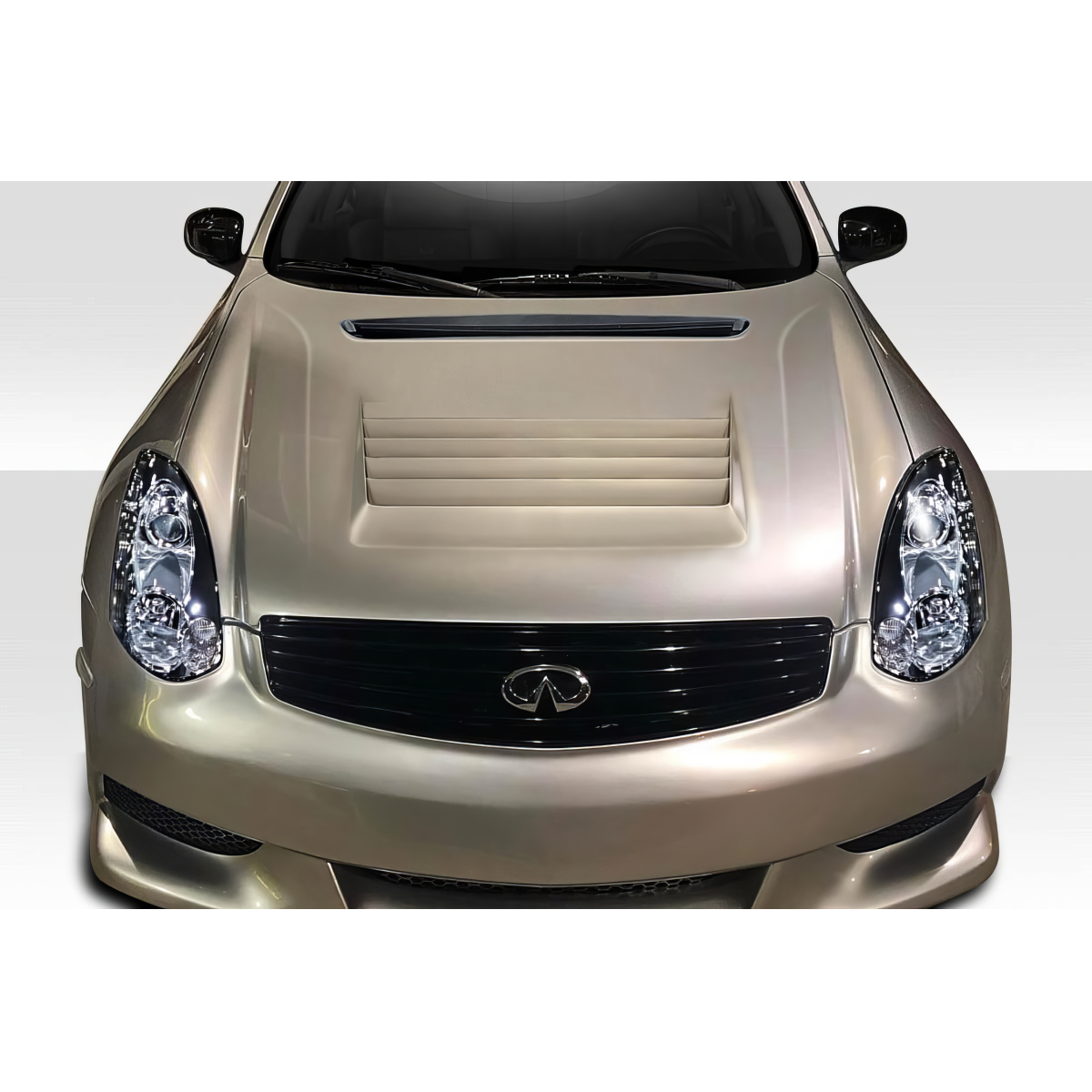 Modify your Infiniti G35 2003 with our Exterior/Hoods - Front view of vehicle hood at eye level