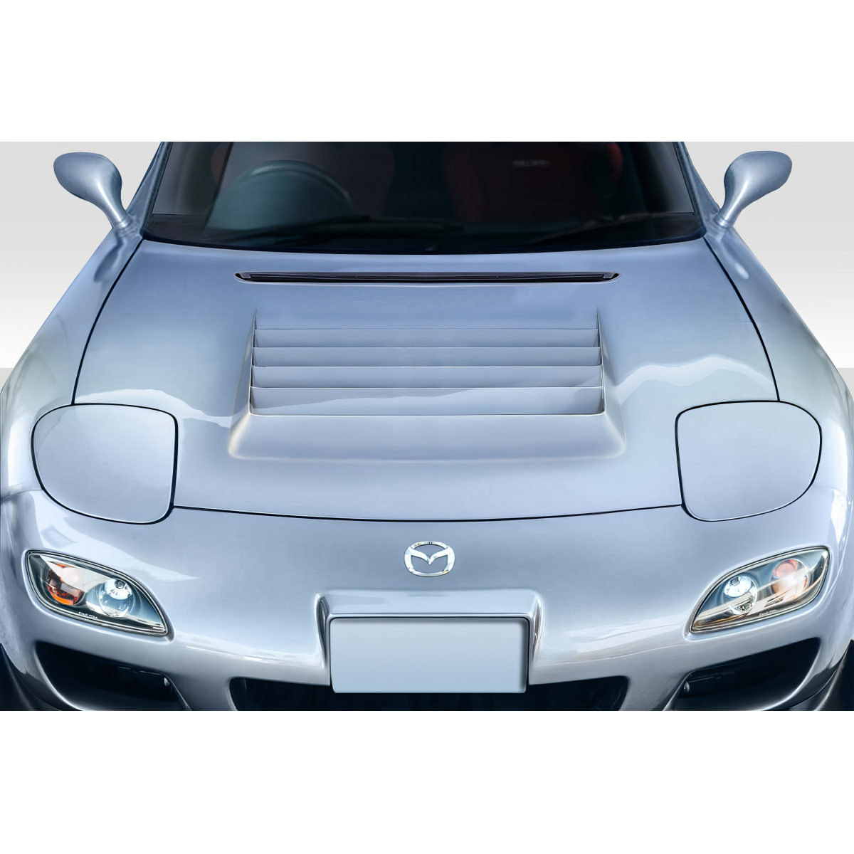 Modify your Mazda RX-7 1993 with our Exterior/Hoods - Top down view of hood at a slight angle