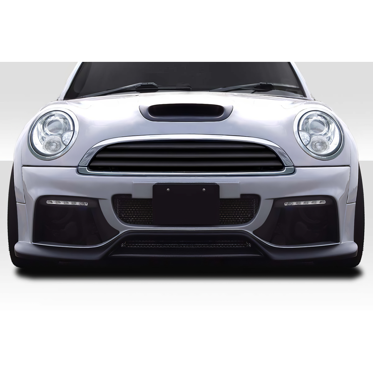 Modify your Mini Cooper 2007 with our Exterior/Front Bumpers - Front view of vehicle at eye level angle