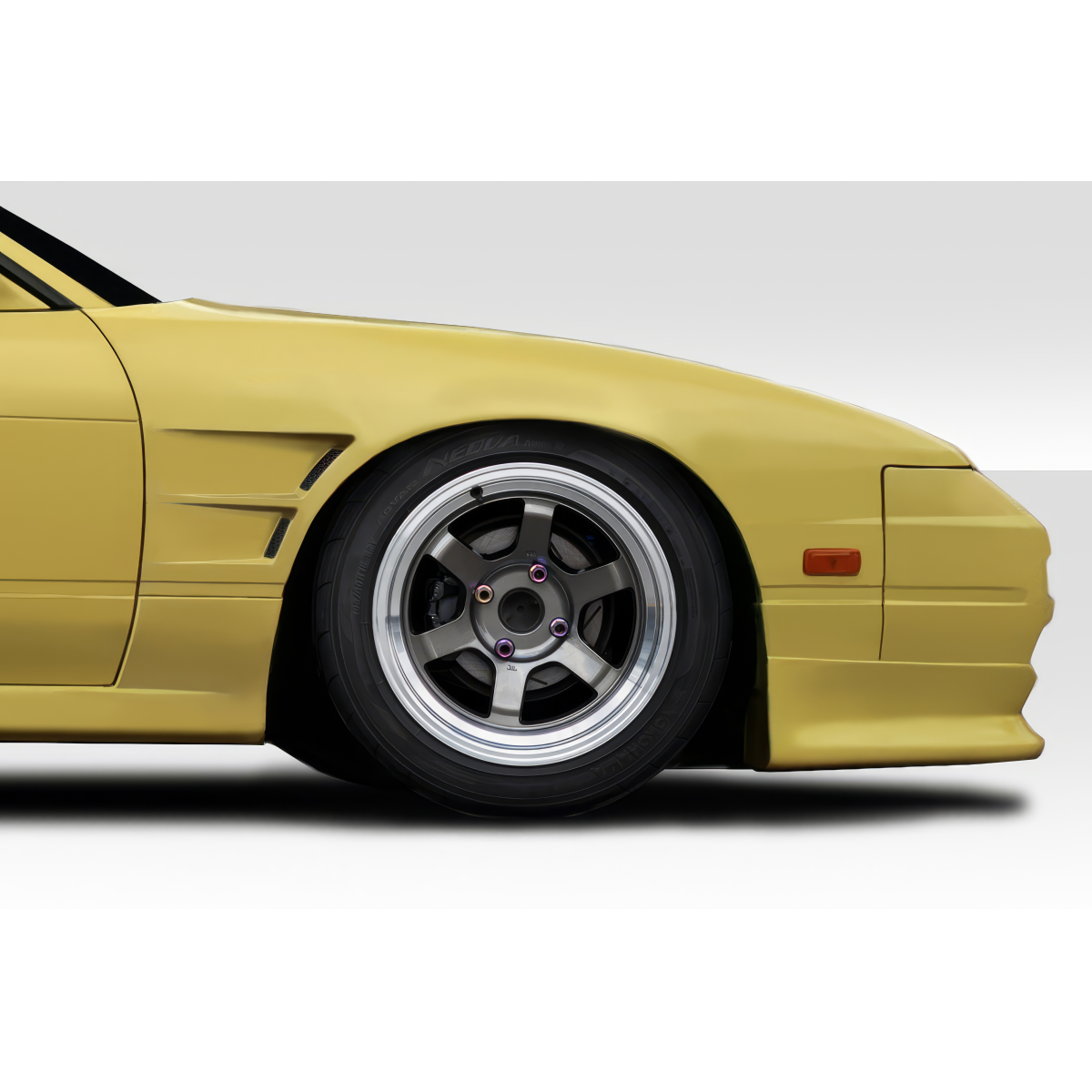 Modify your Nissan 240SX 1989 with our Exterior/Fenders - Side view showing front fender and wheel angle