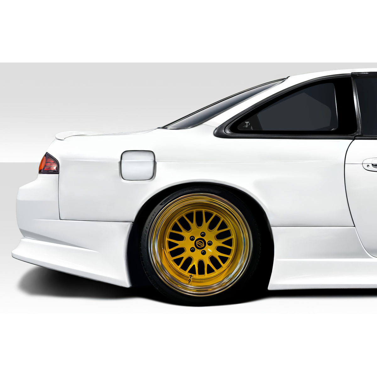 Modify your Nissan 240SX 1995 with our Exterior/Fenders - Side angle view of the rear of the vehicle