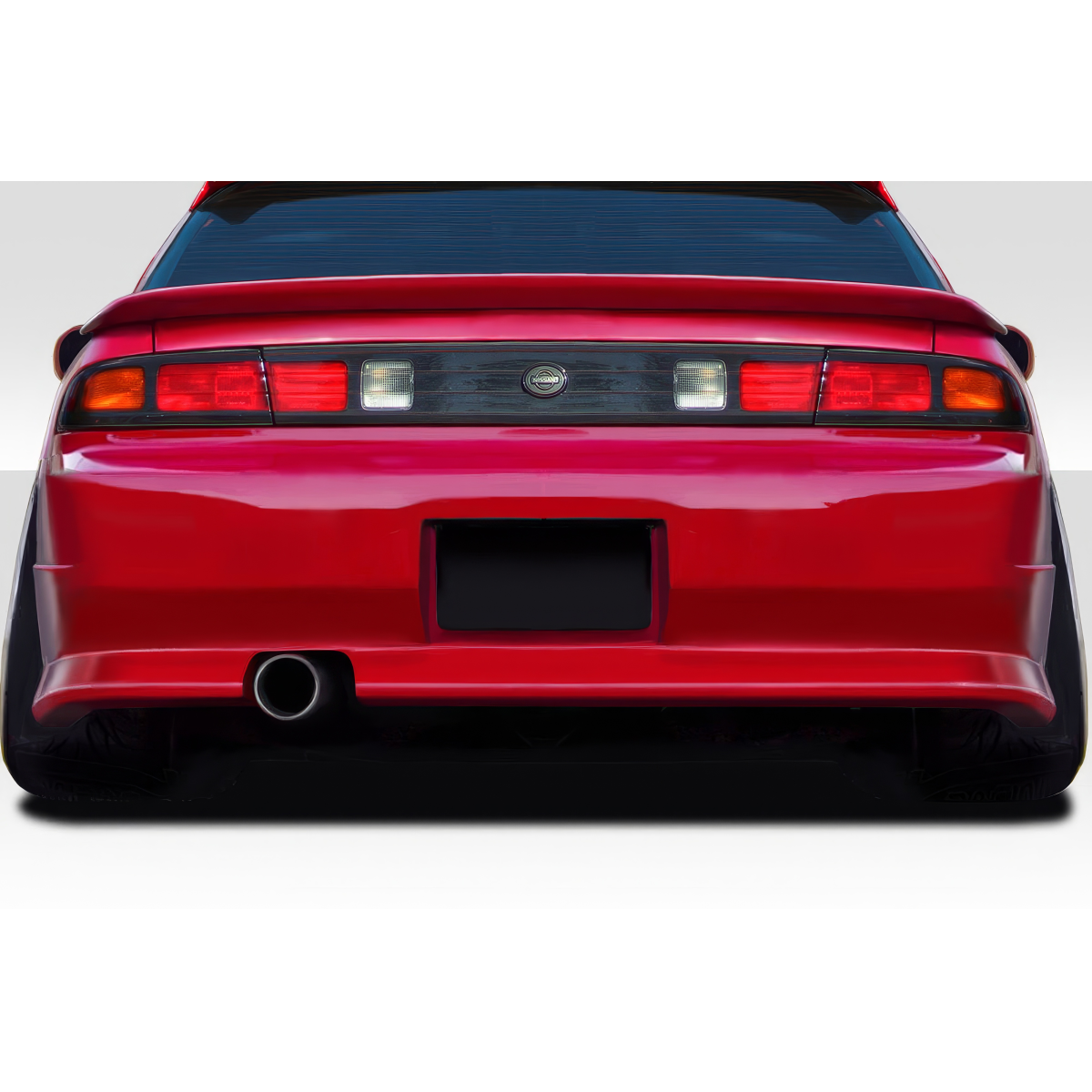 Modify your Nissan 240SX 1995 with our Exterior/Rear Bumpers or Lips - The image shows the rear of the vehicle at a straight angle