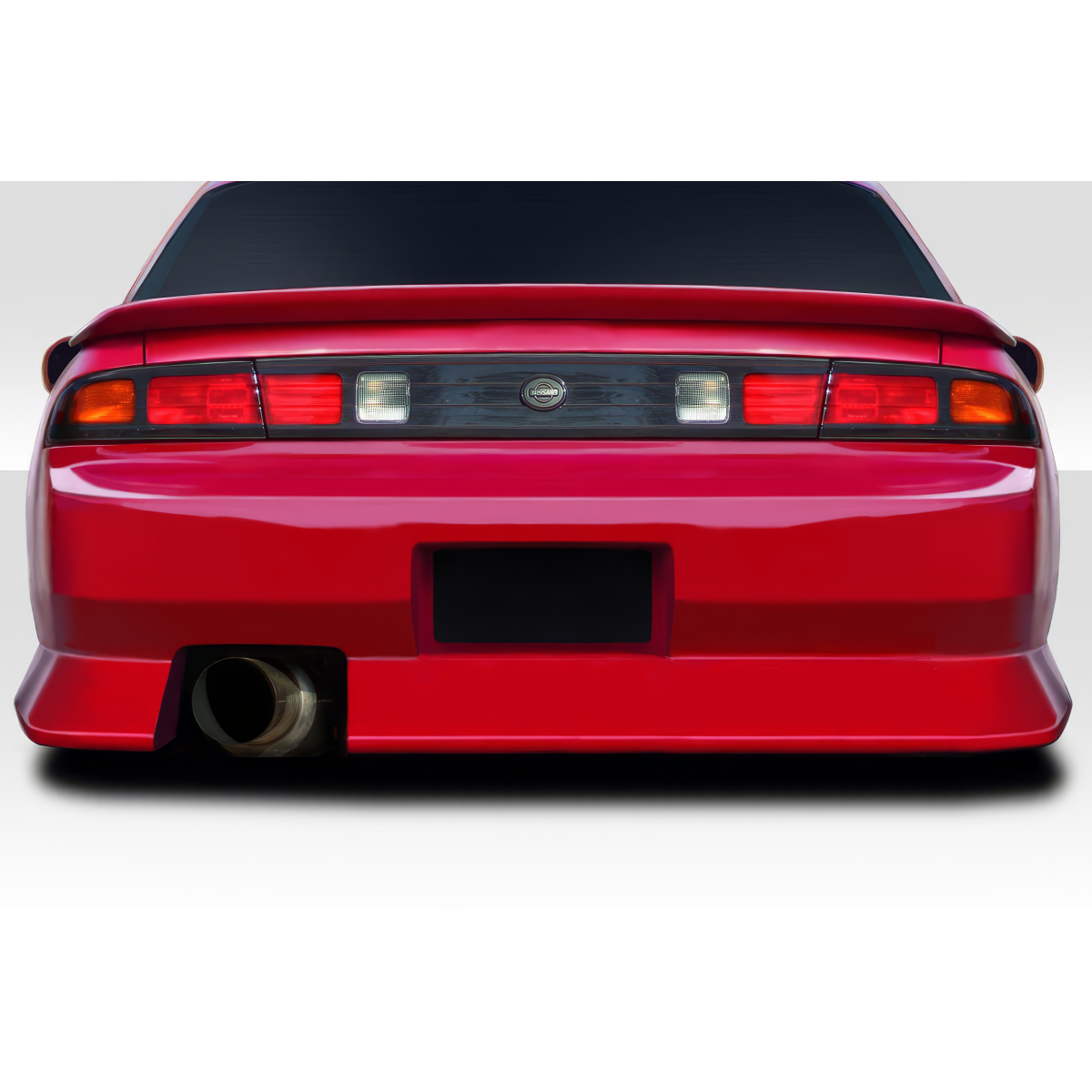 Modify your Nissan 240SX 1995 with our Exterior/Rear Bumpers or Lips - Rear view of the vehicle from a low angle