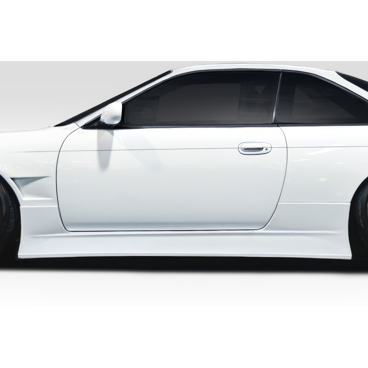 Modify your Nissan 240SX 1995 with our Exterior/Side Skirts - Side view of vehicle part at a lateral angle