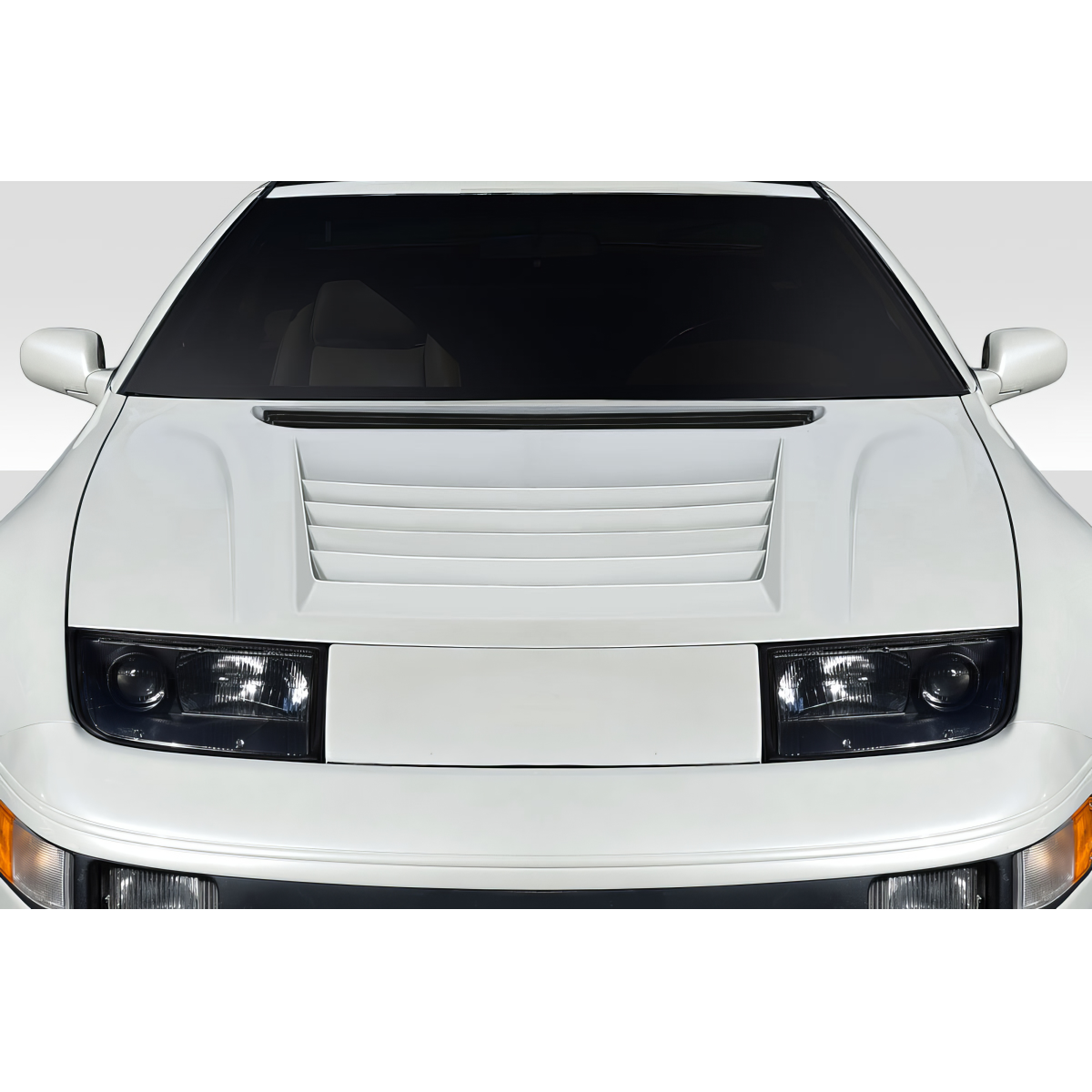 Modify your Nissan 300ZX 1990 with our Exterior/Hoods - Front view showing hood and headlights at eye level