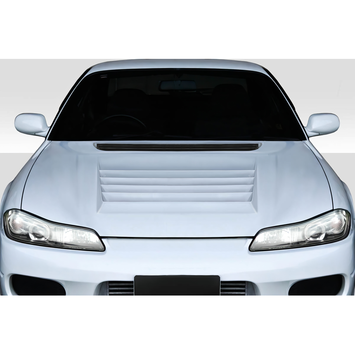 Modify your Nissan Silvia 1999 with our Exterior/Hoods - Front view of the car hood at eye level