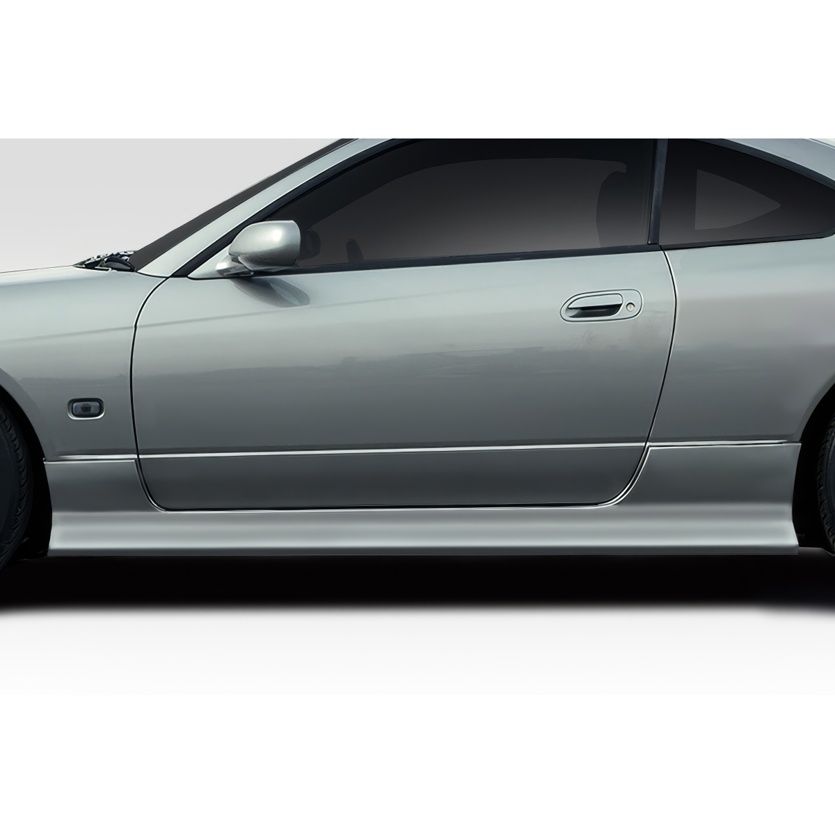 Modify your Nissan Silvia 1999 with our Exterior/Side Skirts - Side view of vehicle showing skirts from low angle