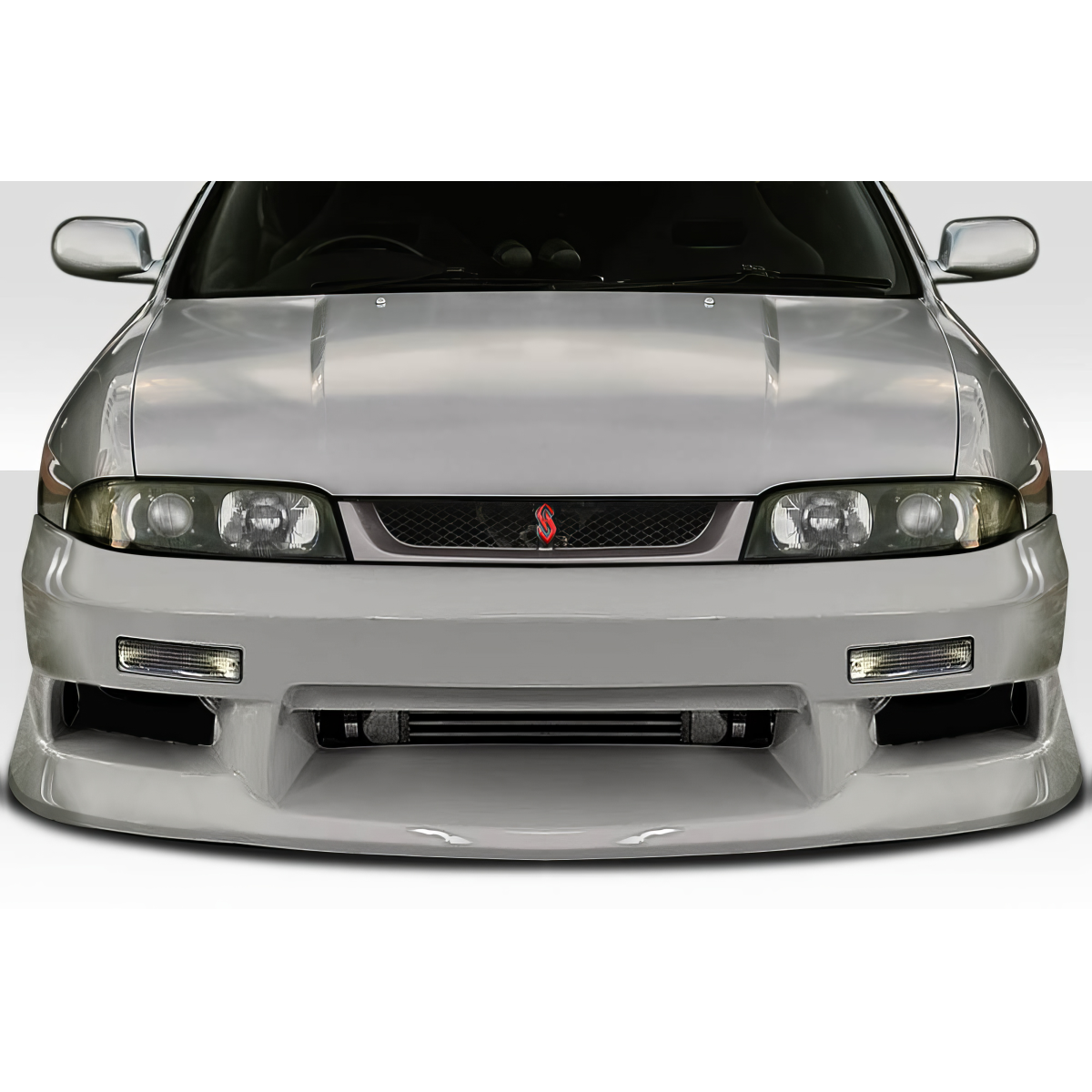 Modify your Nissan Skyline 1995 with our Exterior/Front Bumpers or Lips - Front view at straight angle