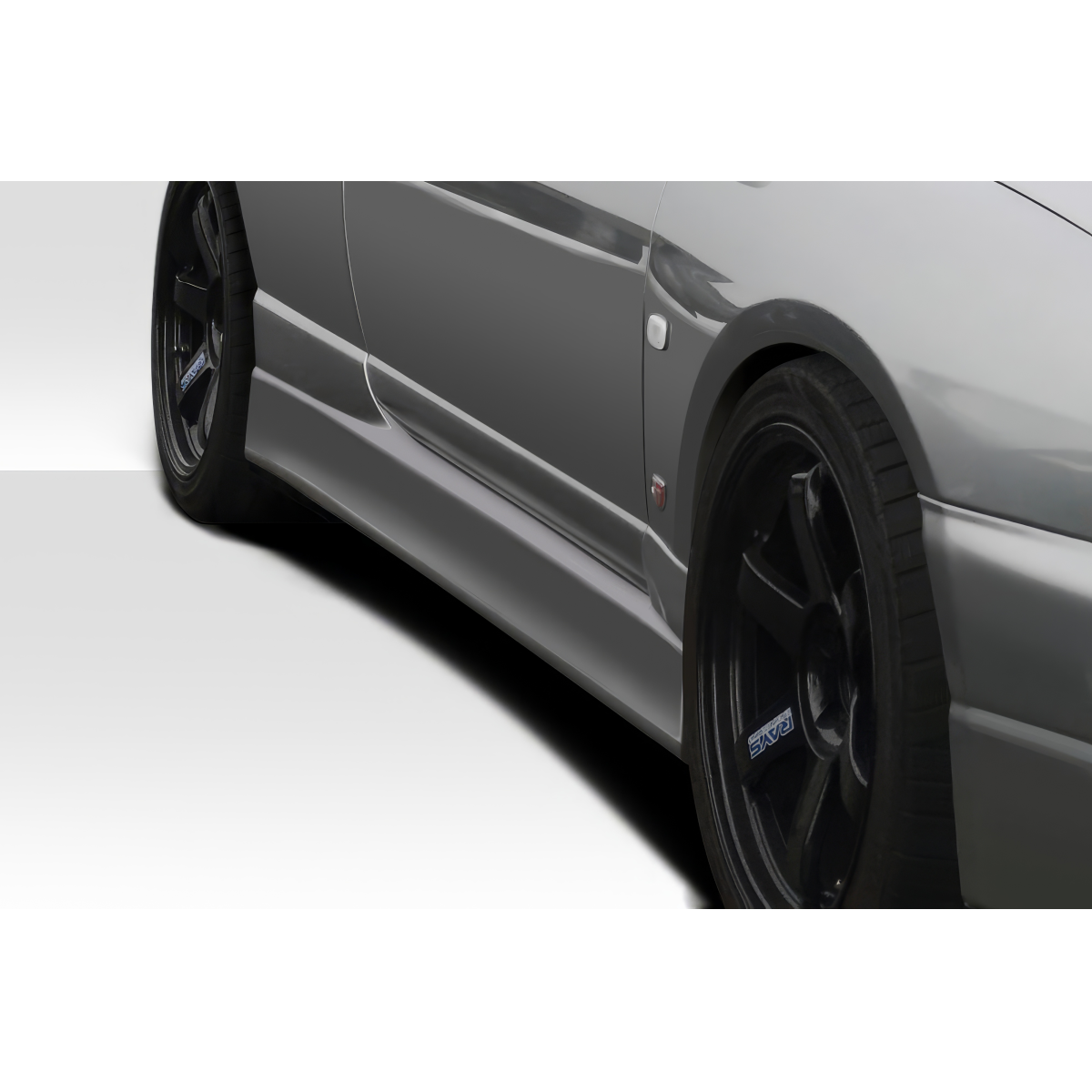 Modify your Nissan Skyline 1995 with our Exterior/Side Skirts - Side view of car part at low angle