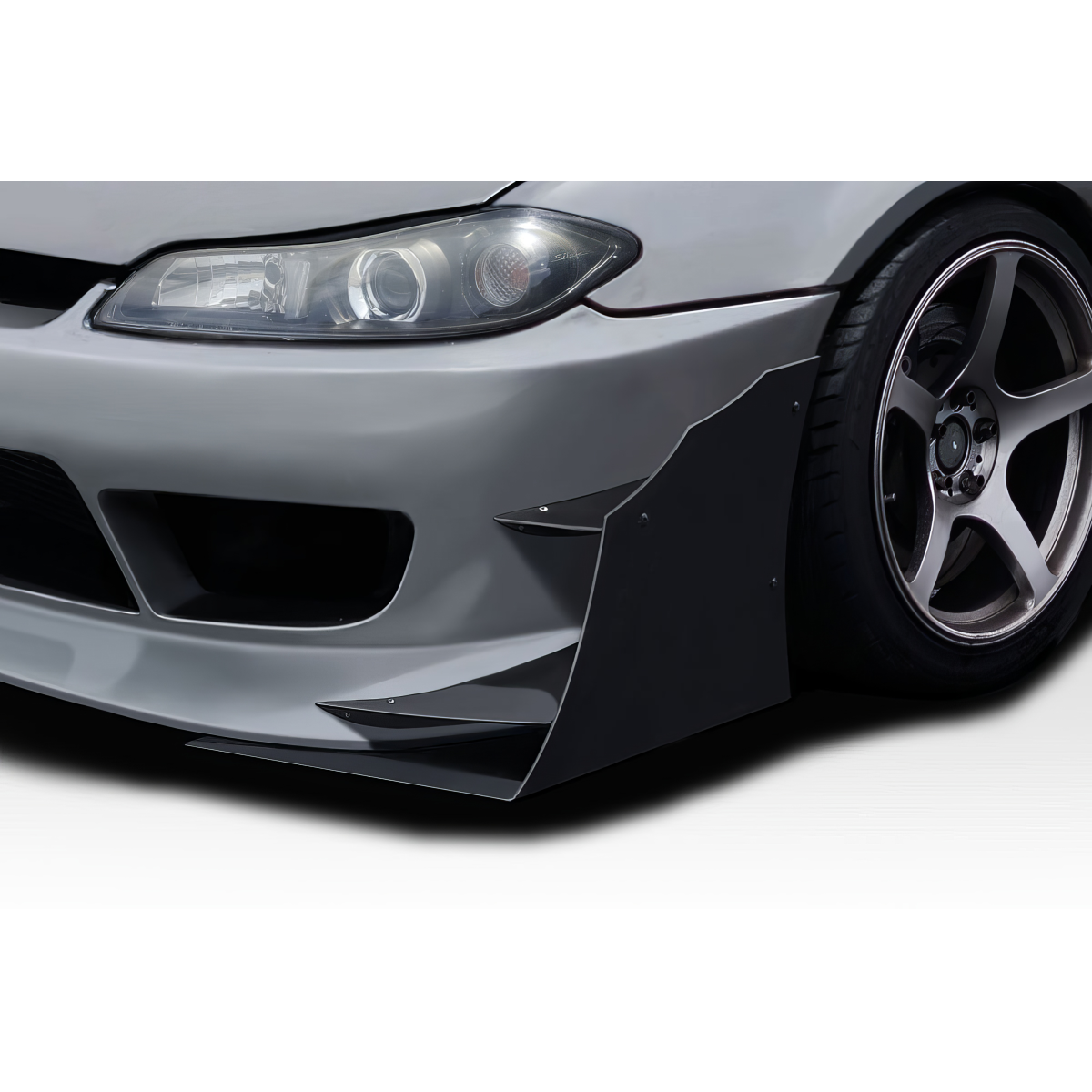 Modify your Nissan Silvia 1999 with our Exterior/Canards - Part is viewed at a low frontal angle