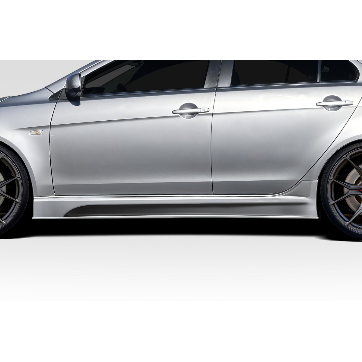 Modify your Mitsubishi Lancer 2008 with our Exterior/Side Skirts - Side view perspective of the vehicle