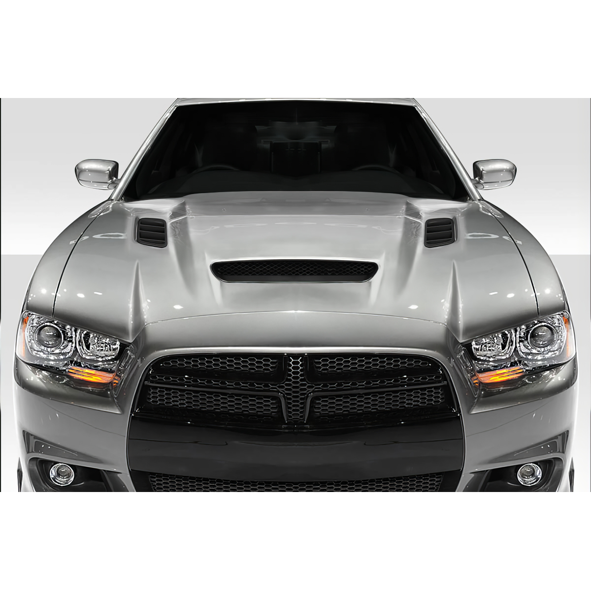 Modify your Dodge Charger 2011 with our Exterior/Hoods - Front view of vehicle showcasing hood design