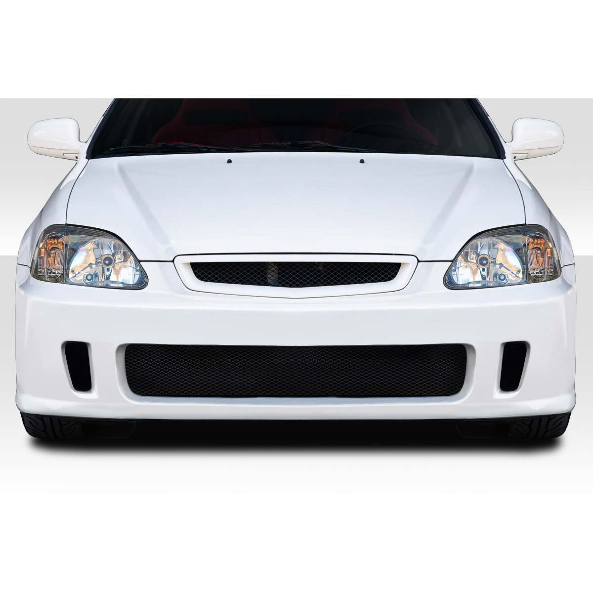 Modify your Honda Civic 1996 with our Exterior/Front Bumpers - Front view of the vehicle at eye level