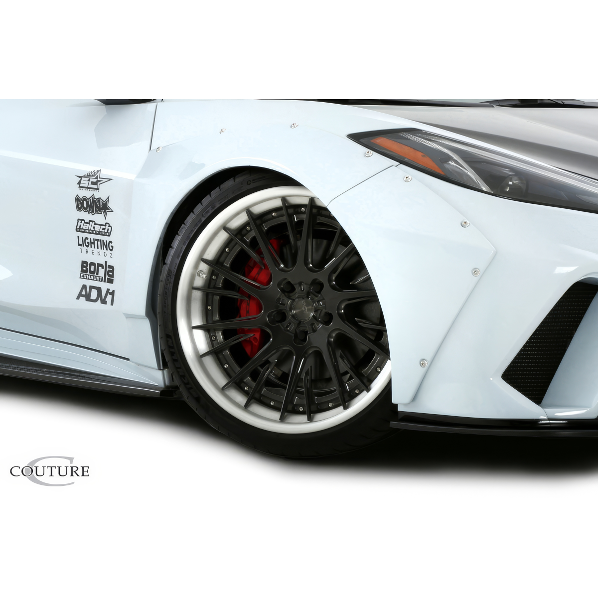 Modify your Chevrolet Corvette 2020 with our Exterior/Fenders - Angled close up view of vehicle fender and wheel