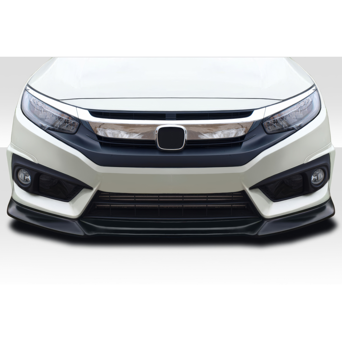 Modify your Honda Civic 2016 with our Exterior/Front Bumpers or Lips - Front view of vehicle part at a low angle