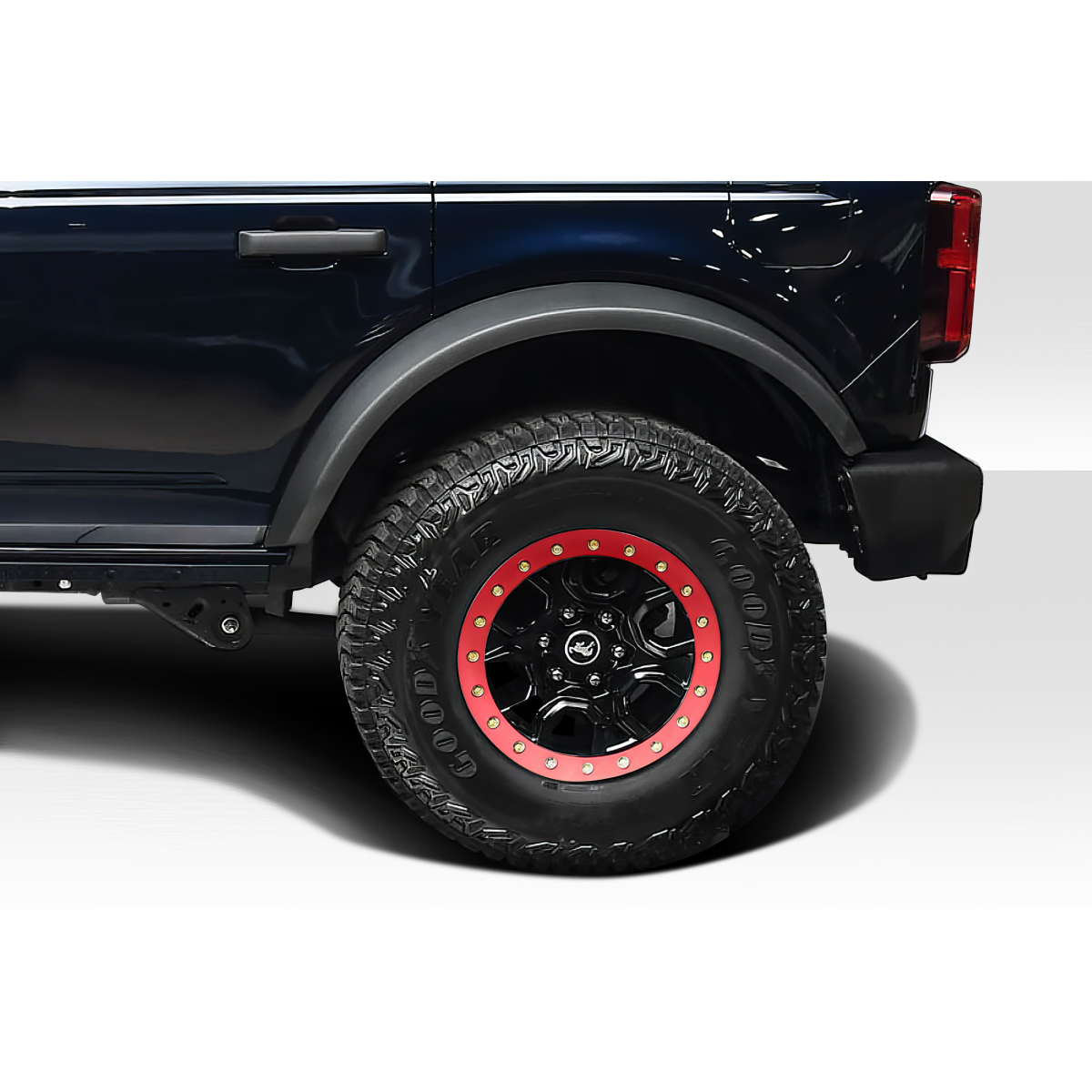 Modify your Ford Bronco 2021 with our Exterior/Fenders - Side angle view of the rear fender of the Bronco