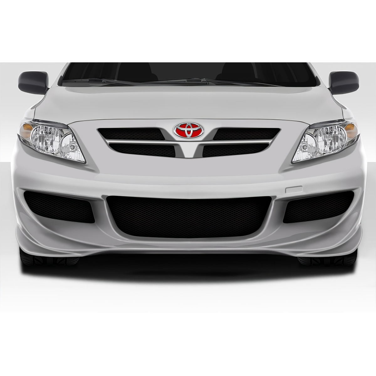 Modify your Toyota Corolla 2009 with our Exterior/Front Bumpers or Lips - Front angle view of a Toyota Corolla bumper