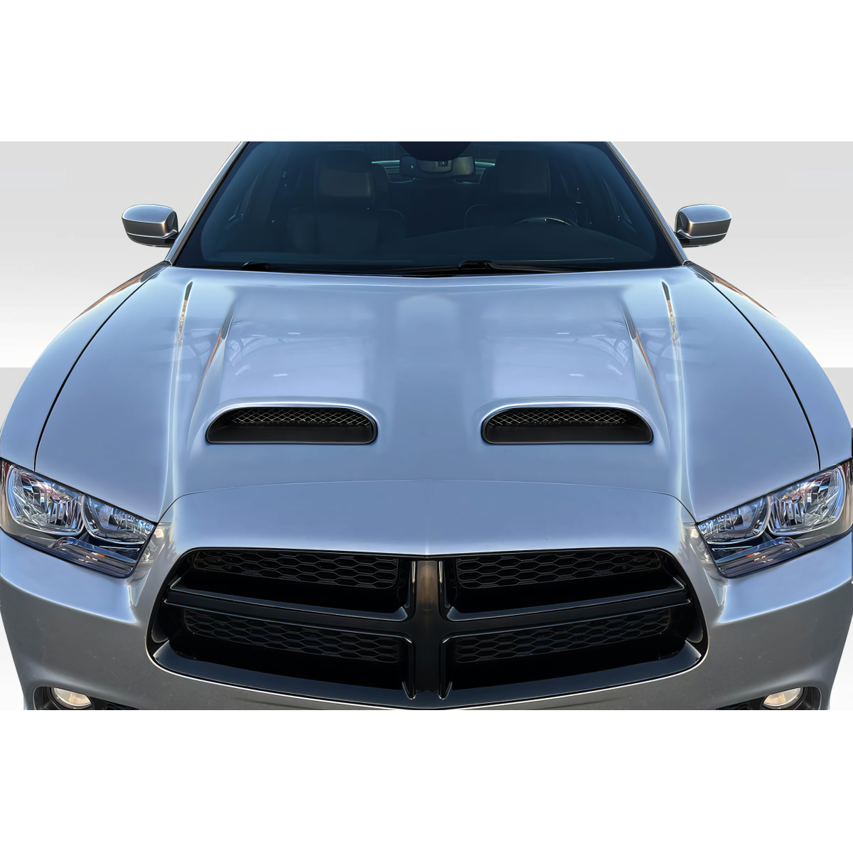 Modify your Dodge Charger 2011 with our Exterior/Hoods - Front view angled at slight downward position