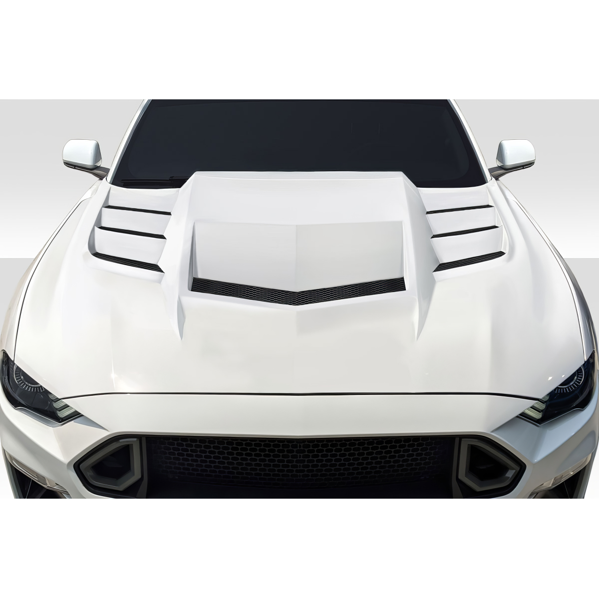 Modify your Ford Mustang 2018 with our Exterior/Hoods - Top down view of hood at zero degree angle