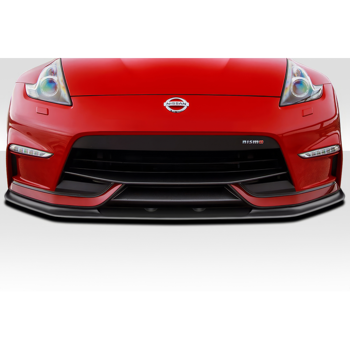 Modify your Nissan 370Z 2009 with our Exterior/Front Bumpers or Lips - Image shows front view at zero degrees angle