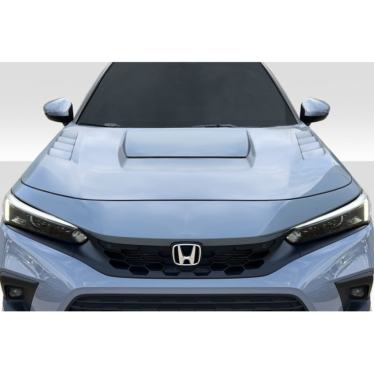 Modify your Honda Civic 2022 with our Exterior/Hoods - Front view of the hood at a straight angle